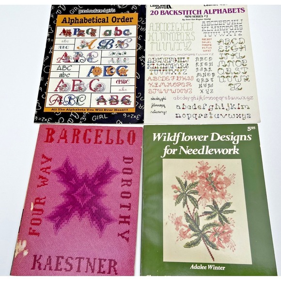 Other - Four Way Bargello Needlework Wildflower Alphabetical Crafting Books Lot of 4